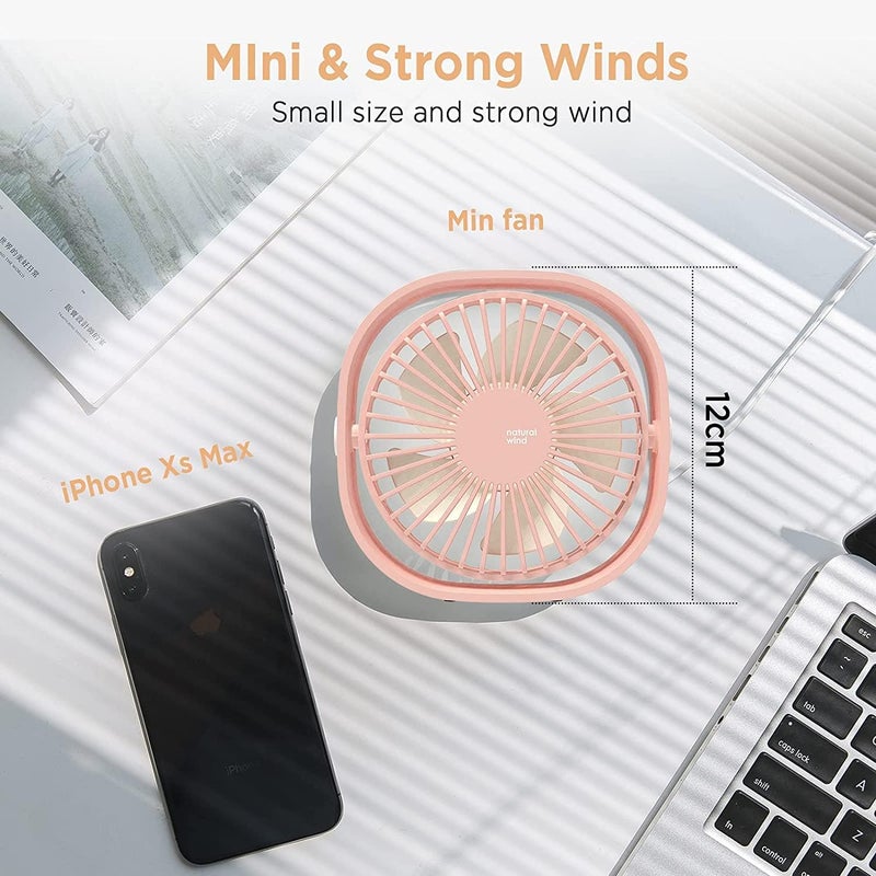 EasyAcc USB Small Desk Fan, Slumber Pod Fan [360°Rotatable Head &Powerful ] 3 Speeds Portable Personal Table Travel Fan for Sleeping Desk Cruise Ship Dorm Bedroom Office Office (No Battery) - Image 2